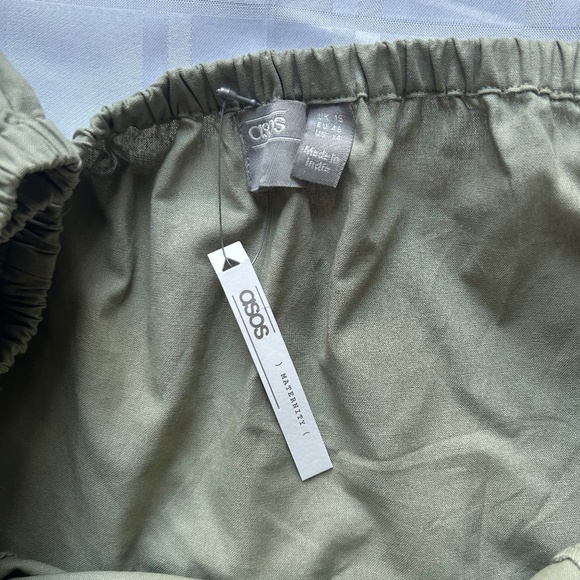 ASOS Maternity Green Off Shoulder Puff Sleeve Full Length Maxi Dress - Picture 11 of 13